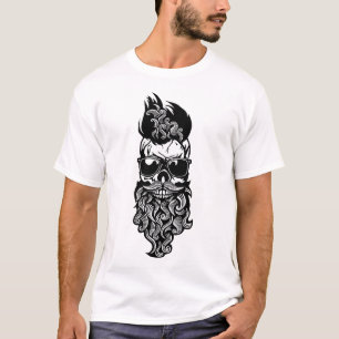 T-shirt tete de mort hipster skull barbu barbe moustache m