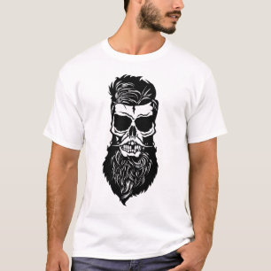 T-shirt tete de mort hipster skull barbu barbe moustache m