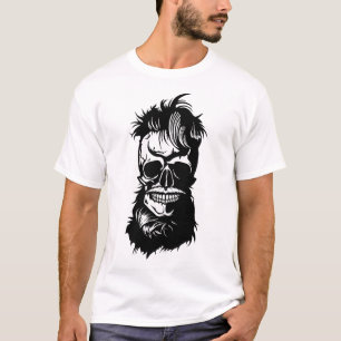 T-shirt tete de mort hipster skull barbu barbe moustache m
