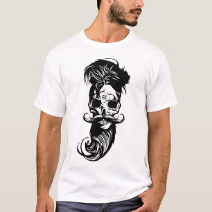 T-shirt tete de mort hipster skull barbu barbe moustache m