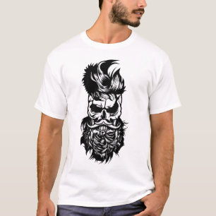 T-shirt tete de mort hipster skull barbu barbe moustache m