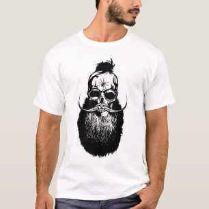 T-shirt tete de mort hipster skull barbu crane moustache a