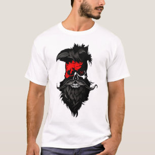 T-shirt tete de mort hipster skull barbu moustache barbe c