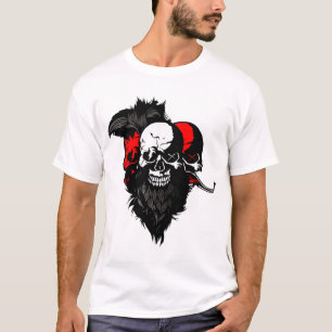 T-shirt tete de mort hipster skull barbu moustache coiffur