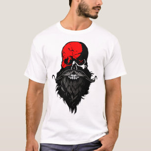 T-shirt tete de mort hipster skull chauve crane barbu barb
