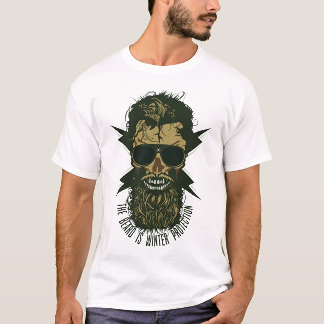 T-shirt tete de mort hipster skull crane barbe citation mo (Devant)