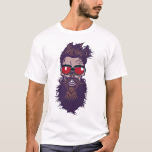 T-shirt tete de mort hipster skull crane barbe moustache l