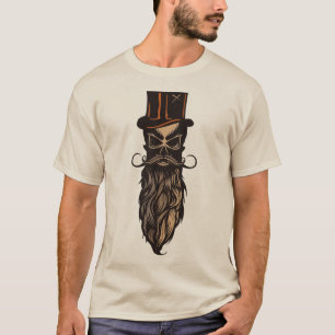 T-shirt tete de mort hipster skull crane barbu moustache b