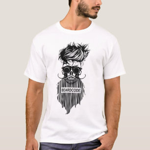 T-shirt tete de mort hipster skull crane beard code barbe 