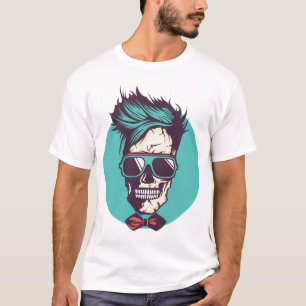 T-shirt tete de mort hipster skull crane fantaisie lunette