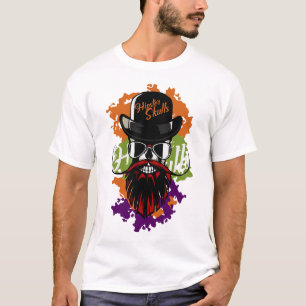 T-shirt tete de mort hipster skull crane logo barbu mousta