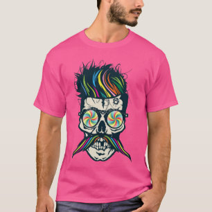 T-shirt tete de mort hipster skull crane moustache hypnoti