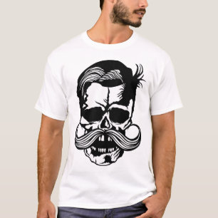 T-shirt tete de mort hipster skull crane moustache moustac