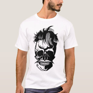 T-shirt tete de mort hipster skull crane moustache moustac