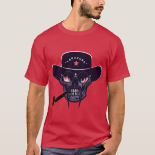 T-shirt tete de mort hipster skull moustache crane pipe fa