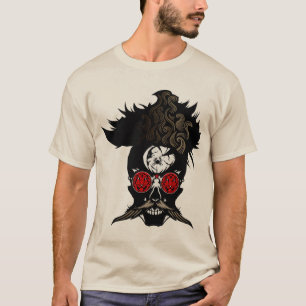 T-shirt tete de mort hipster skull moustache lunette lion 