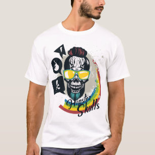 T-shirt tete de mort hipster skulls barbu lunette bombe ec