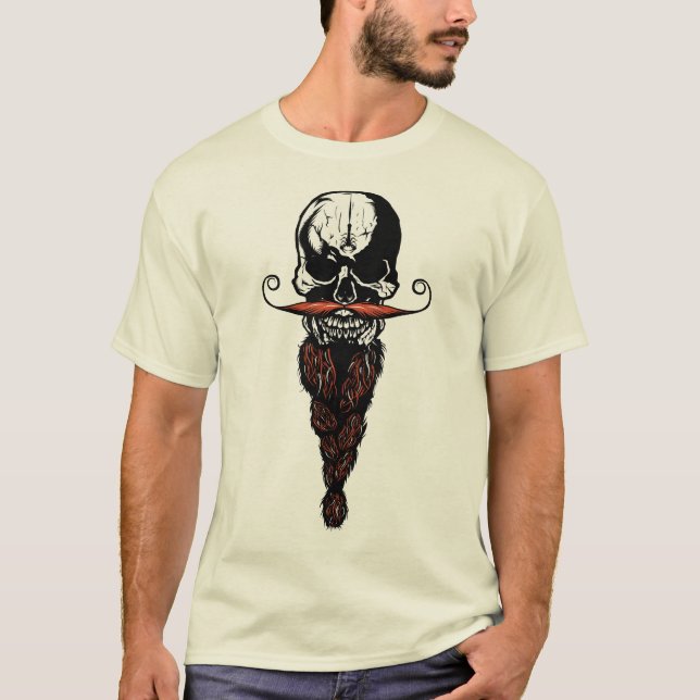 T-shirt tete de mort hipster skulls crane moustache mousta (Devant)