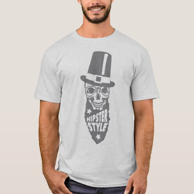 T-shirt tete de mort hipster style citation chapeau (Devant)