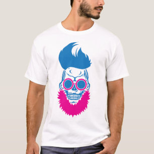 T-shirt tete de mort hipster style design barbe lunette ro