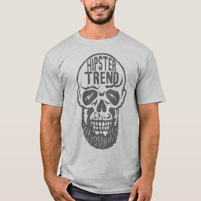 T-shirt tete de mort hipster trend citation barbe crane  (Devant)