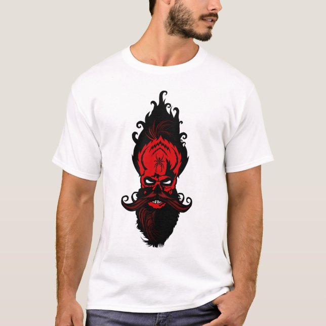 T-shirt tete de mort hipster tribal diable crane barbu bar (Devant)