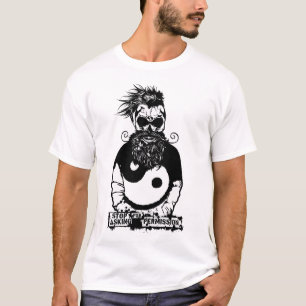T-shirt tete de mort hipster yin yang skull moustache vest