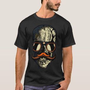 T-shirt tete de mort lunette de soleil crane hipster moust