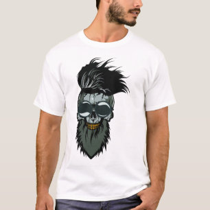 T-shirt tete de mort lunette de soleil hipster barbu skull