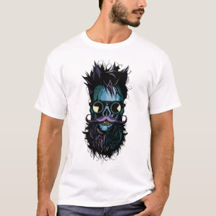 T-shirt tete de mort lunette hipster crane skull soleil ba