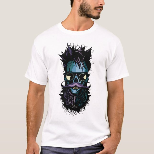 T-shirt tete de mort lunette hipster crane skull soleil ba (Devant)