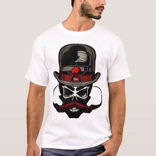 T-shirt tete de mort moustache crane hipster chapeau melon