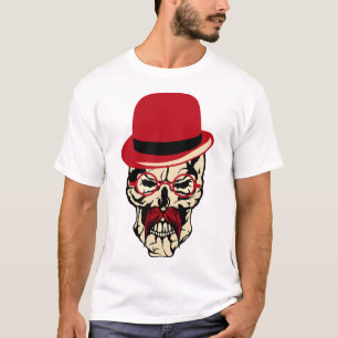 T-shirt tete de mort moustache hipster lunette crane