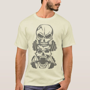 T-shirt tete_de_mort_musculation_haltere_bodybuilding_logo