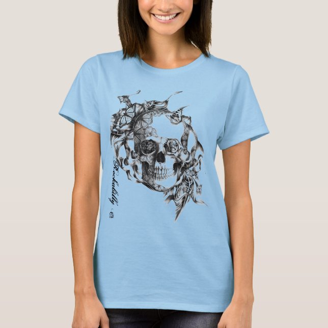 T-shirt Tête de mort Rockabilly J (Devant)