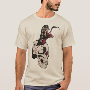 T-shirt tete de mort serpent crane sort old school tattoo