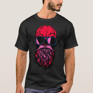 T-shirt tete de mort skull hipster crane barbe barbu moust