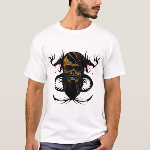 T-shirt tete de mort skull hipster dragon tribal crane bar