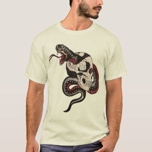 T-shirt tete de mort tansperce crane serpent tattoo vipere