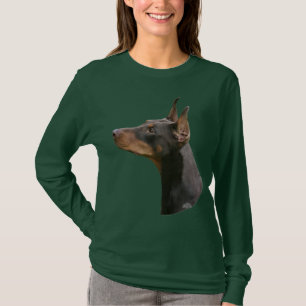 T-shirt Tête de Pinscher de dobermann rouge/brun