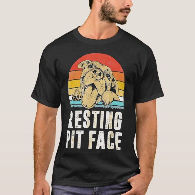 T-shirt Tête de pose Pitbulle Vintage (Devant)