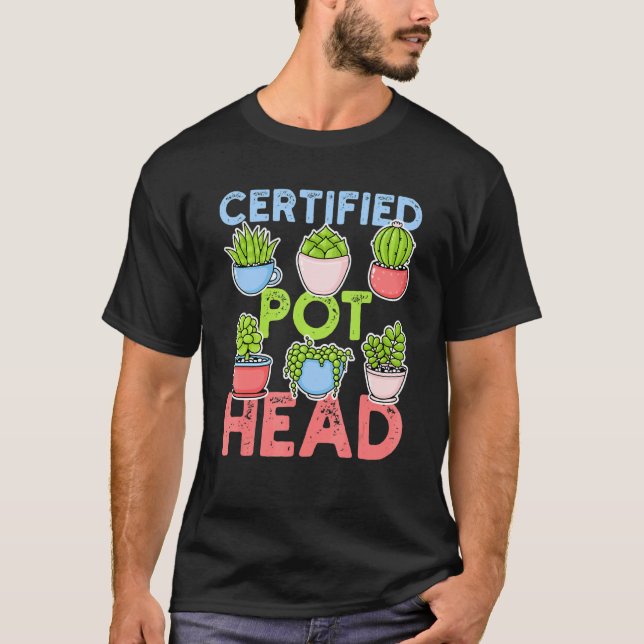 T-shirt Tête de pot certifiée pour une plante grasse et ja (Devant)