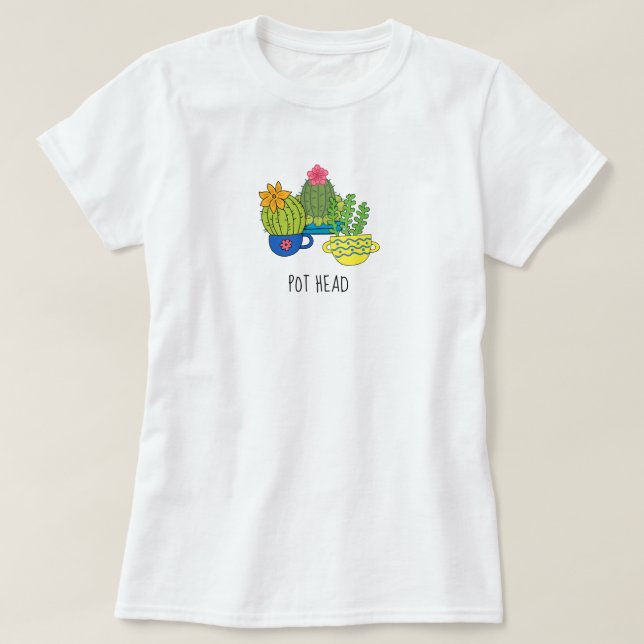 T-shirt tête de pot succulent (Design devant)