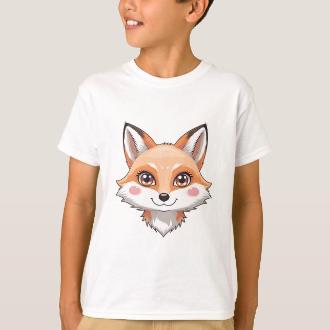 T-shirt Tête de renard Kawaii  (Devant)