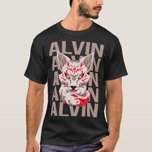 T-shirt Tête de Renard - Nom Alvin (Devant)