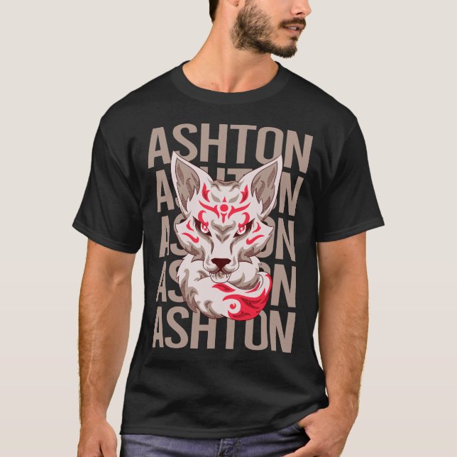 T-shirt Tête de Renard - Nom Ashton (Devant)