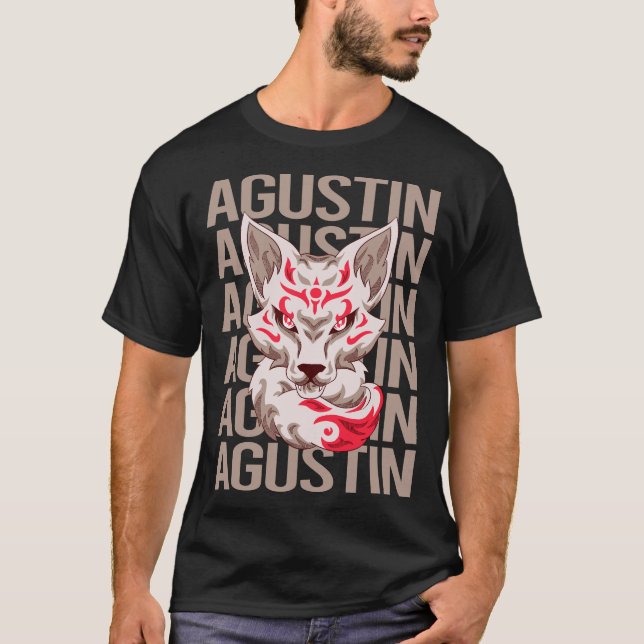 T-shirt Tête de Renard - Nom d'Agustin (Devant)