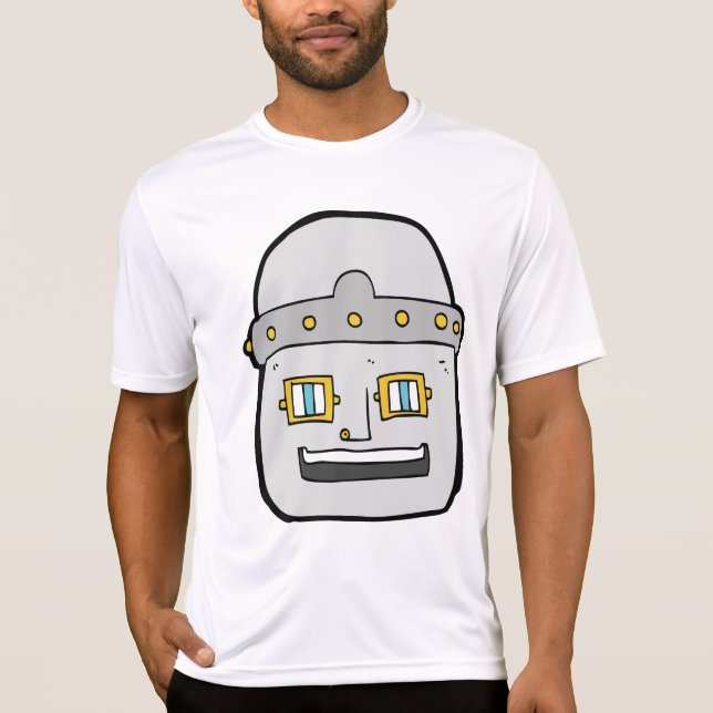 T-shirt Tête de Robot Argent Amical (Devant)