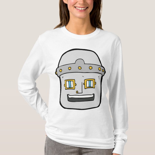 T-shirt Tête de robot argent amical (Devant)