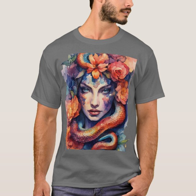 T-shirt Tête de serpent dans le style aquarelle (Devant)